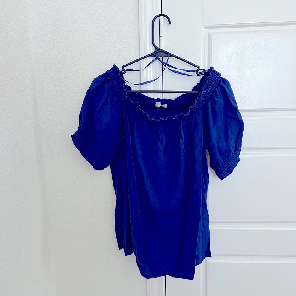 Royal Blue Boat Neck Blouse